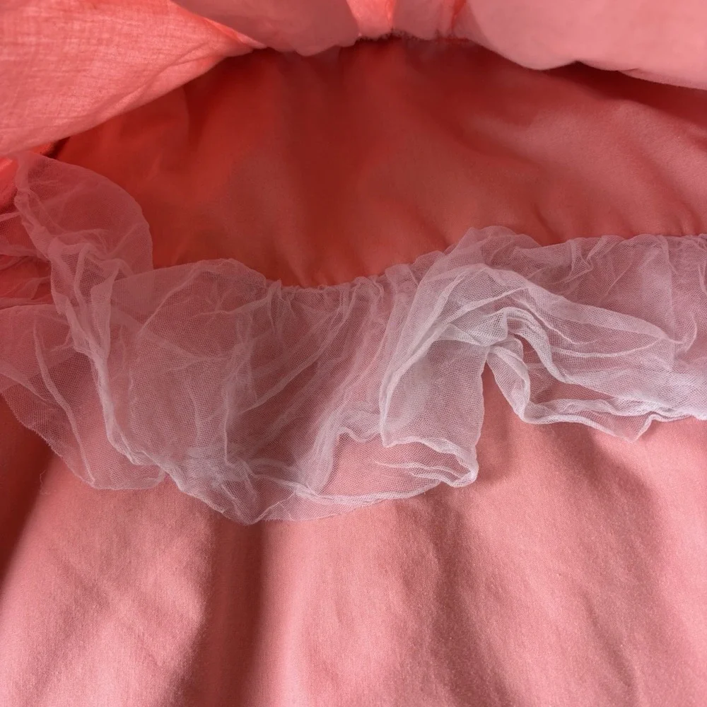 Mayoral Rose Pink Ruffled Square Neckline Dress Girls 12-18 M Easter Party‎